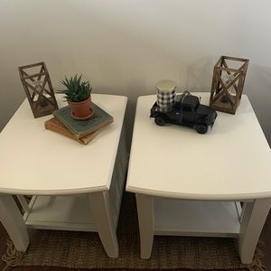 Solid Real Wood Modern Farmhouse Side Table Set(2)